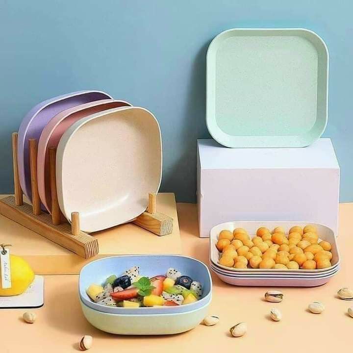 Multi Purpose Square Plastic Dinner Plate Set 10pc
